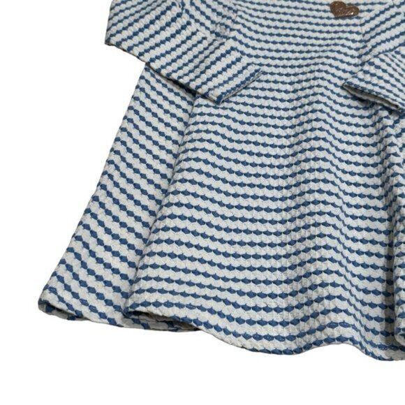 NEW Mango Blue and White Striped Rose Gold Embellished Girl’s Dress Size 3-4 - Picture 2 of 7